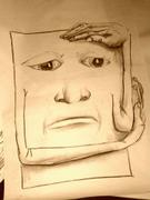 Artwork by Tesura entitled "Square man"
