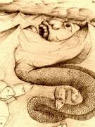 Artwork by Tesura entitled "Eel man drowns"