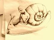 Artwork by Tesura entitled "Snailsuit man"