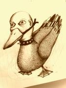 Artwork by Tesura entitled "Duck with man head and duck beak "