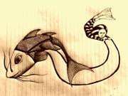 Artwork by Tesura entitled "Fish towing man 2"