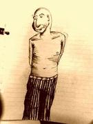 Artwork by Tesura entitled "Man with wierd look and striped pants"