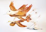 Artwork by Tesura entitled "Man vomiting birds"