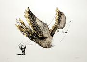 Detail of artwork entitled "Free as a bird (print)" by Tesura