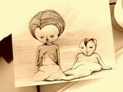 Artwork by Tesura entitled "Woman making child"