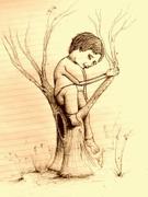 Artwork by Tesura entitled "Boy in small tree"