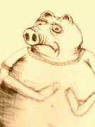 Artwork by Tesura entitled "Sick-looking pig"