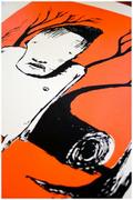 Detail of artwork entitled "Chopperman (orange)" by Tesura