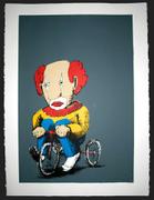 Artwork by Tesura entitled "Clown on tricycle (print)"